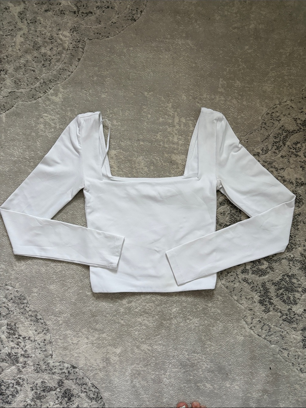 Aritzia White Square-Neck Long Sleeve Top